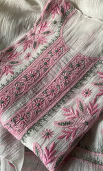 Load image into Gallery viewer, Women&#39;s Lakhnavi Handcrafted Mul Chanderi Semi - stitched Kurta And Dupatta Set- HONC0314868
