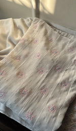 Load image into Gallery viewer, Women&#39;s Lakhnavi Handcrafted Pure Silk Georgette Chikankari Anarkali   and Dupatta set - HONC0269087

