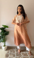 Pragya Women's Lucknowi Handcrafted Mul chanderi Chikankari Kaftan - HONC03615788