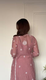 Ira Women's Lucknowi Handcrafted Mul Chanderi Stitched Chikankari Kurta And Plazzo Set .