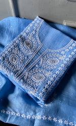 Load image into Gallery viewer, Women&#39;s Lakhnavi Handcrafted Pure Organza Chikankari Unstitched Kurta And Dupatta Set- HONC0309609
