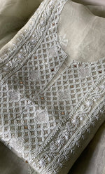 Load image into Gallery viewer, Women&#39;s Lakhnavi Handcrafted Pure Organza Chikankari Unstitched Kurta And Dupatta Set- HONC0266928
