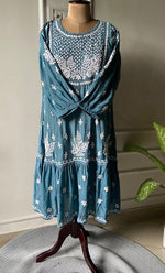 Load image into Gallery viewer, Women&#39;s Lucknowi Handcrafted Muslin Chikankari Kurti - HONC0148253
