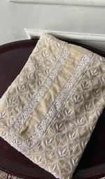 Load image into Gallery viewer, Lucknowi Handcrafted Tissue Chanderi Chikankari Unstitched Unisex Kurta Fabric - HONC0338778