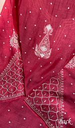 Load image into Gallery viewer, Women's Lakhnavi Handcrafted Mul Chanderi Semi - stitched Kurta And Dupatta Set- HONC0328240