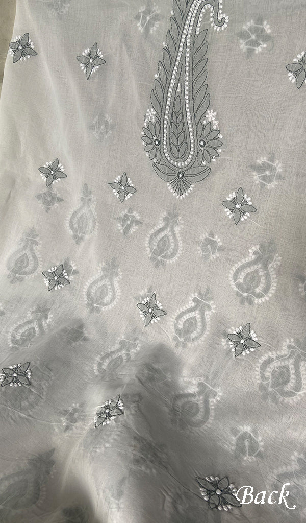 Women's Lakhnavi Handcrafted Unstitched Cotton Chikankari Suit Material - HONC0367459
