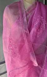 将图像加载到图库查看器中， Women&#39;s Lucknowi Handcrafted Pure Organza Silk Chikankari Saree - HONC0270898
