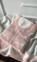 将图像加载到图库查看器中， Women's Lakhnavi Handcrafted Unstitchd Mul Chanderi Kurta And Dupatta Set - HONC0317812