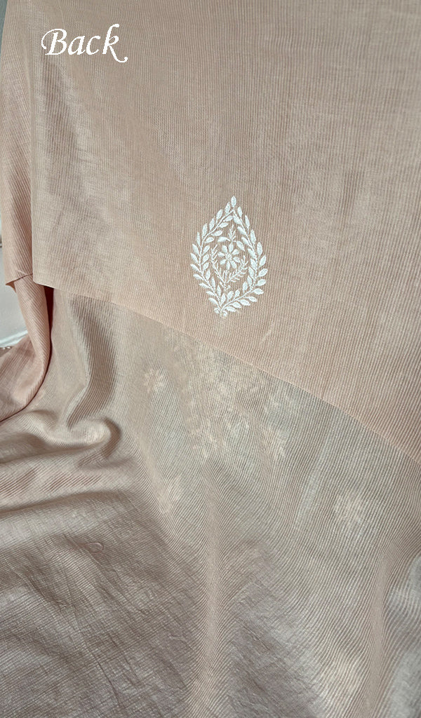 Lucknowi Handcrafted Maheshwari Mul chanderi Chikankari Unstitched Men's Kurta Fabric - HONC0288622