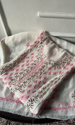 将图像加载到图库查看器中， Saziya Women's Lakhnavi Handcrafted Mul Chanderi Semi - Stitched Kurta And Dupatta Set - HONC0337748