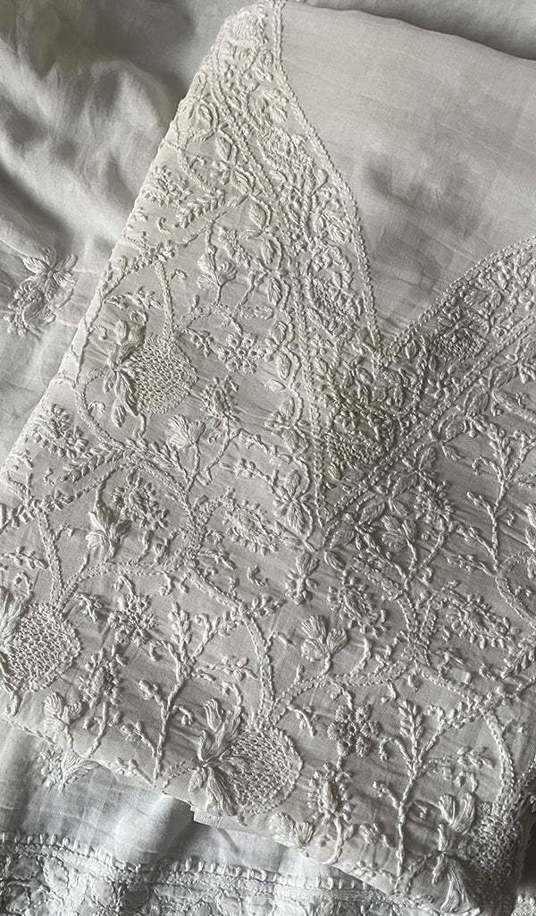 Wajiha Women's Lakhnavi Handcrafted Cotton Chikankari Kurta And Dupatta Set - HONC0212259