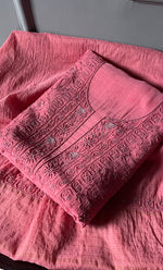 将图像加载到图库查看器中， Women&#39;s Lakhnavi Handcrafted Mul Chanderi UnStitched Kurta And Dupatta Set - HONC0278915
