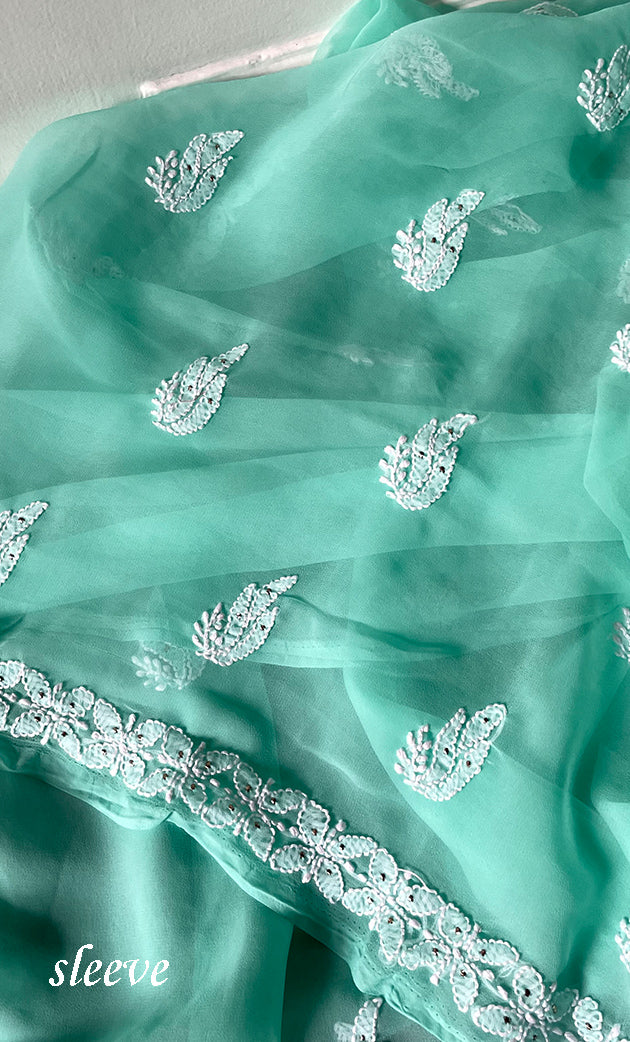 Women's Lucknowi Handcrafted Faux-Georgette Chikankari Suit Material - HONC0263069