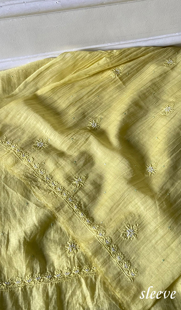 Women's Lakhnavi Handcrafted Mul Chanderi Unstitched Kurta And Dupatta Set - HONC0344343