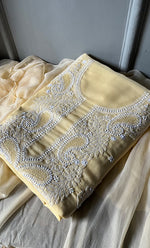 Load image into Gallery viewer, Women&#39;s Lakhnavi Handcrafted Unstitched Cotton Chikankari Suit Material - HONC0310526
