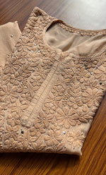 Load image into Gallery viewer, Women&#39;s Lakhnavi Handcrafted Muslin Chikankari Kurti- HONC0175642
