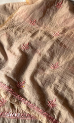 Women's Lakhnavi Handcrafted Mul Chanderi Unstitched Chikankari Full Suit Material - HONC0326121