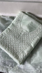 Load image into Gallery viewer, Women&#39;s Lakhnavi Handcrafted Organza Chikankari Unstitched Full Suit Material - HONC02712100
