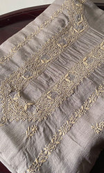 将图像加载到图库查看器中， Lucknowi Handcrafted Munga Silk Unstitched Chikankari Unisex Kurta Fabric - HONC0331674