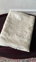将图像加载到图库查看器中， Women's Lakhnavi Handcrafted Tussar Silk Chikankari Unstitched Kurti Fabric - HONC0371823