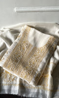Women's Lakhnavi Handcrafted Unstitched Mul Chanderi Kurta And Dupatta Set - HONC0324068