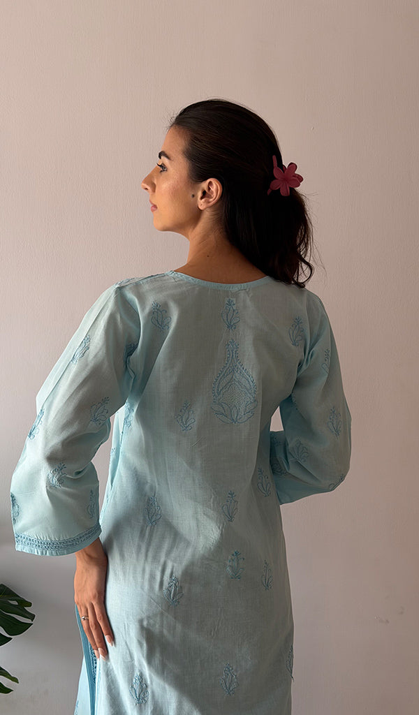 Women's Lakhnavi Handcrafted Cotton Chikankari Kurti - HONC0210174
