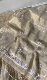 Load image into Gallery viewer, Women's Lakhnavi Handcrafted Tissue Chanderi Unstitched Chikankari Kurta And Dupatta Set - HONC0347896