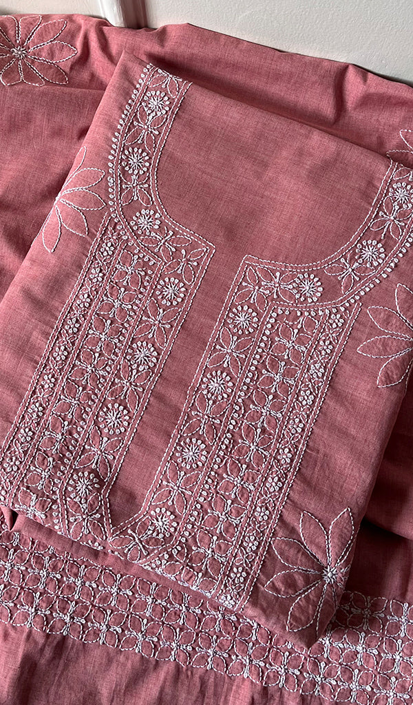 Hera Women's Lakhnavi Handcrafted Cotton Chikankari Suit Material - HONC0275053