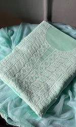将图像加载到图库查看器中， Women&#39;s Lakhnavi Handcrafted Unstitched Cotton Chikankari Suit Material - HONC0285043
