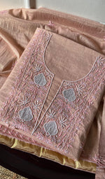 Load image into Gallery viewer, Women&#39;s Lakhnavi Handcrafted Tissue Chanderi Chikankari Suit Material - HONC0275987
