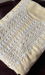 Load image into Gallery viewer, Women&#39;s Lakhnavi Handcrafted Cotton Chikankari Unstitched Kurti Fabric - HONC0302648
