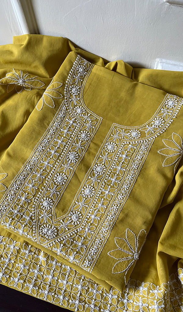 Hera Women's Lakhnavi Handcrafted Cotton Chikankari Suit Material - HONC0275055