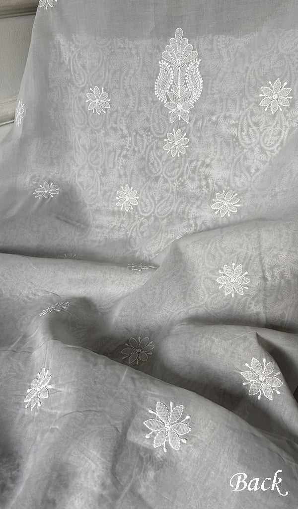 Women's Lakhnavi Handcrafted Unstitched Cotton Chikankari Suit Material - HONC0348582