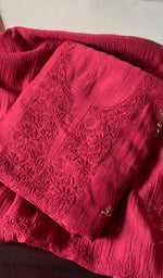 Load image into Gallery viewer, Women&#39;s Lakhnavi Handcrafted  Maheshwari  Mul Chanderi Kurta And Dupatta Set - HONC0288853
