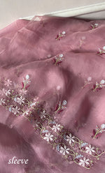 Load image into Gallery viewer, Women's Lakhnavi Handcrafted Pure Organza Chikankari Unstitched Kurta And Dupatta Set- HONC0339421