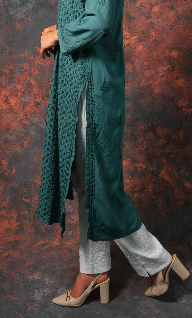 Women's Lucknowi Handcrafted Modal Cotton Chikankari Kurti - HONC0327138