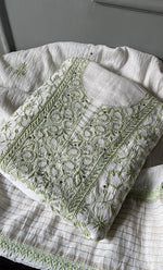 Load image into Gallery viewer, Women's Lakhnavi Handcrafted Mul Chanderi Unstitched Kurta And Dupatta Set- HONC0278942