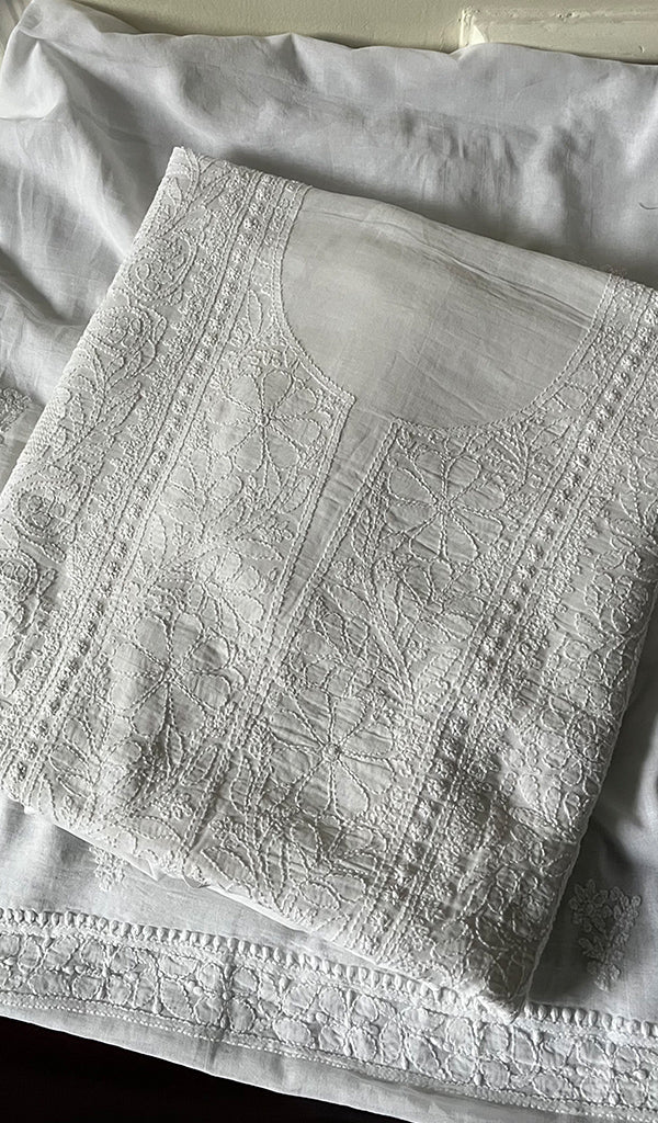 Lakhnavi Handcrafted Cotton Chikankari Suit Material - HONC0146080