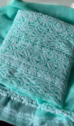 Load image into Gallery viewer, Women&#39;s Lucknowi Handcrafted Faux-Georgette Chikankari Suit Material - HONC0263418
