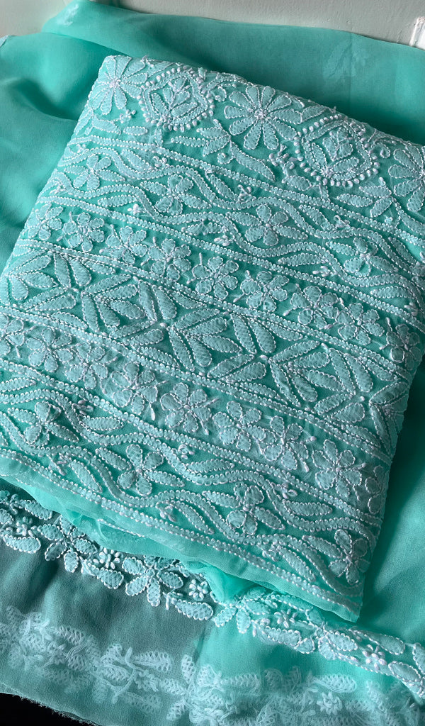Women's Lucknowi Handcrafted Faux-Georgette Chikankari Suit Material - HONC0263418