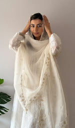 将图像加载到图库查看器中， Women's Lucknowi Handcrafted Pure Organza Silk Chikankari Dupatta - HONC0380139