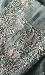 Load image into Gallery viewer, Women's Lakhnavi Handcrafted Mul Chanderi Semi - Stitched Kurta And Dupatta Set - HONC0330158