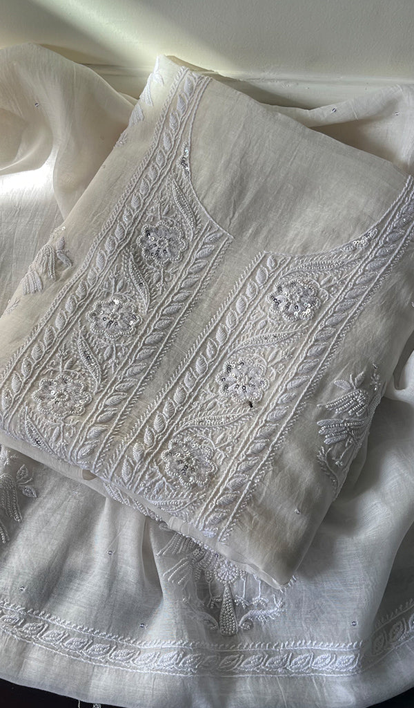 Women's Lakhnavi Handcrafted Mul Chanderi Kurta And Dupatta Set - HONC0292180