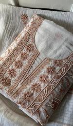 Load image into Gallery viewer, Women&#39;s Lakhnavi Handcrafted Mul Chanderi Unstitched Kurta And Dupatta Set - HONCO278060
