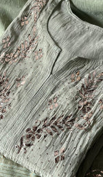 Load image into Gallery viewer, Women&#39;s Lakhnavi Handcrafted Mul Chanderi Semi -stitched Kurta And Dupatta Set - HONC0289419
