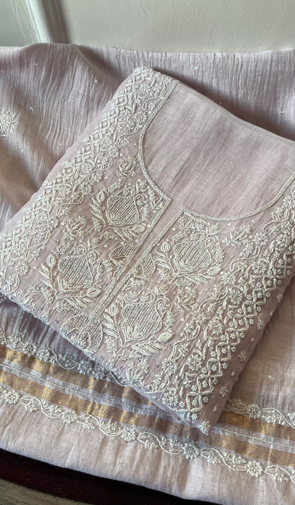 Women's Lakhnavi Handcrafted Mul Chanderi Kurta And Dupatta Set - HONC0288983