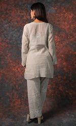 Load image into Gallery viewer, Women&#39;s Lakhnavi Handcrafted Tissue chanderi Chikankari Kurta And palazzo Set - HONC0322042
