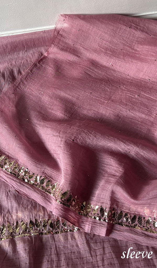 Women's Lakhnavi Handcrafted Mul Chanderi Unstitched Chikankari Full Suit Material - HONC0324546