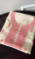 Charvi Women's Lakhnavi Handcrafted  Organza Chikankari Unstitched Kurti Fabric - HONC0133581