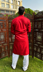 Load image into Gallery viewer, Men&#39;s Lucknowi Handcrafted Cotton Chikankari Kurta - HONC0324707
